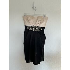 Trixxi Strapless Sweetheart Neckline Cream and White Cocktail Mini Dress - 3